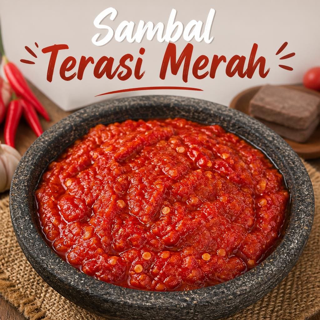 Sambal Terasi Merah Te Sate dengan rasa pedas gurih dan aroma terasi khas